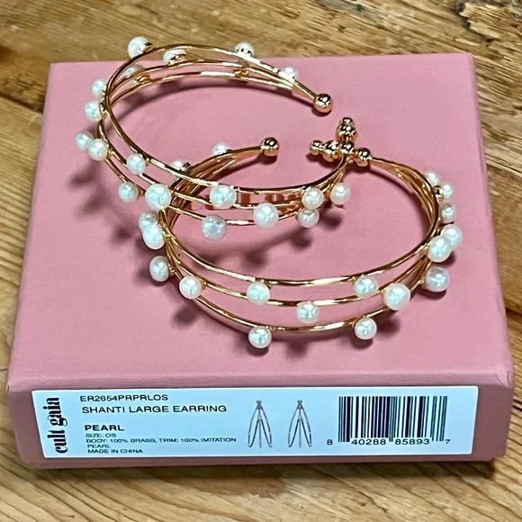 🌺🎉HP🎉🌺 NWT Cult Gaia Shanti Large Pearl Earrings - Picture 4 of 16